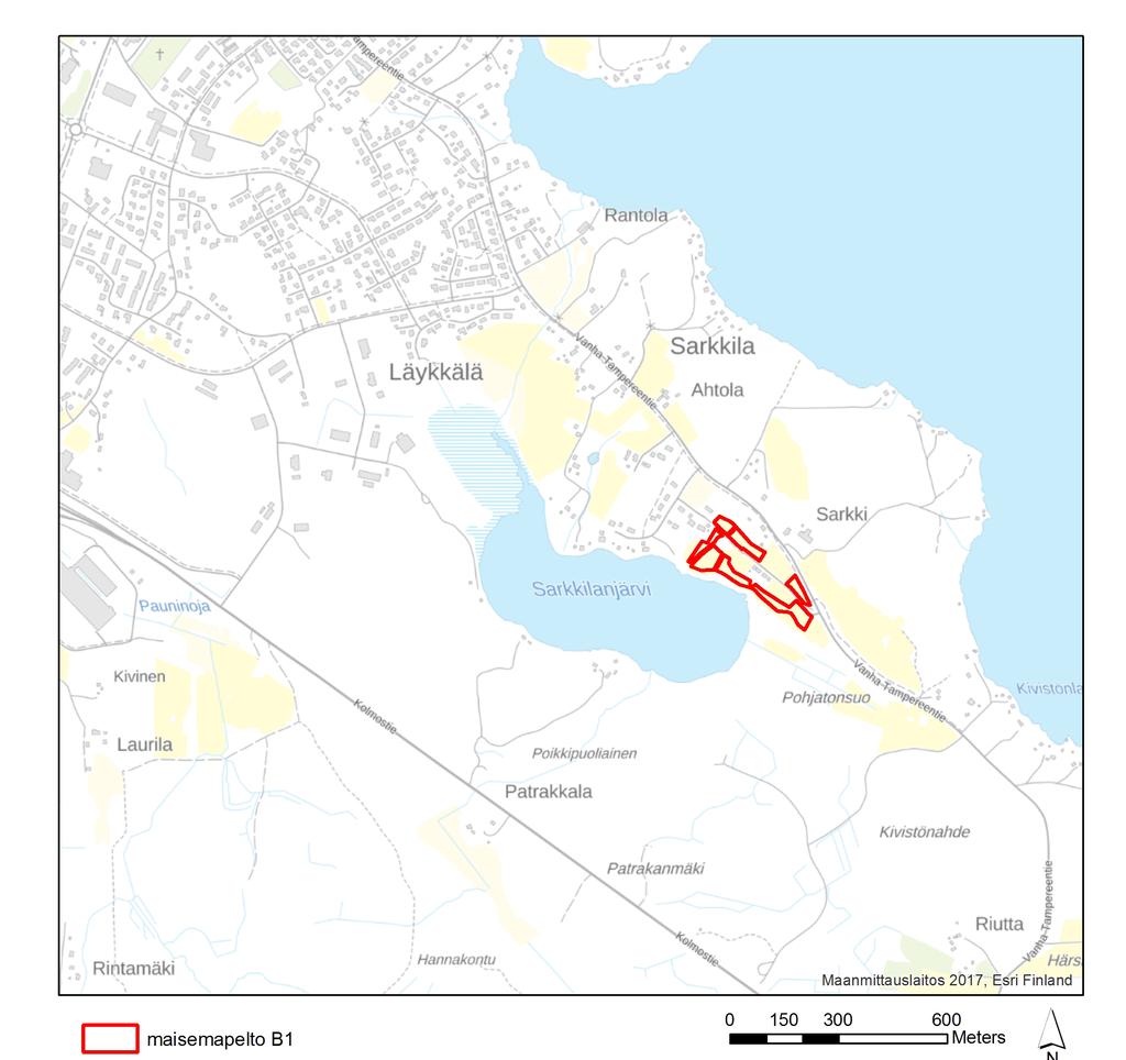 1 KOHTEEN KUVAUS JA HOIDON TAVOITE Sarkkilan maisemapellot (hoitoluokka B1) sijaitsevat Ikaalisten Sarkinrannan alueella. Alueelle on rakentumassa uusi asuinalue.