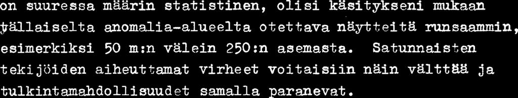 Kokonaisuut ena n5iyt t8a purosediment titutkimus tall& alueella mieleatmi antaneen aika hyv& kuvan Cu:n eaiinty- miarest8 alueen eri kivila jeissa.