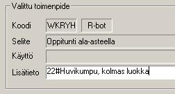 WKRYH R-bot Oppitunti; 1-6 luokkalaiset WKRYH R-cot Oppitunti; yläaste/muut koululaiset/opiskelijat WKRYH R-vot Oppitunti; holhoojille WKRYH R-v1t Oppitunti; holhoojille, ENSIMMÄINEN LAPSI WKRYH