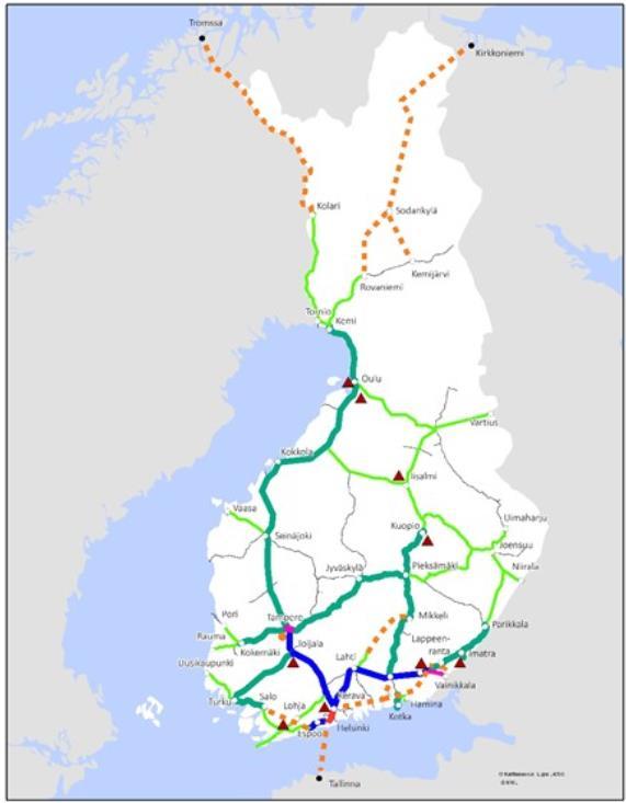 Kaavoituskatsaus 2019 Pohjois-Savon alueella kehittämistarvekartassa on osoitettu kaksoisraide Kouvola-Kuopio -välille ja muille rataosuuksille varautumista kohtaamispaikkojen tai