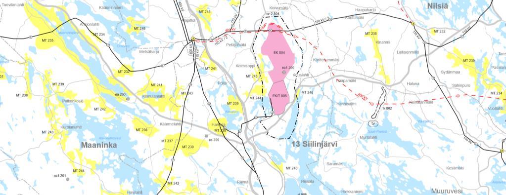 Sähkönsiirtolinja Ote Pohjois-Savon maakuntakaavan 2040 tarkistamisen 1. vaiheesta. Virallinen kaavakartta.