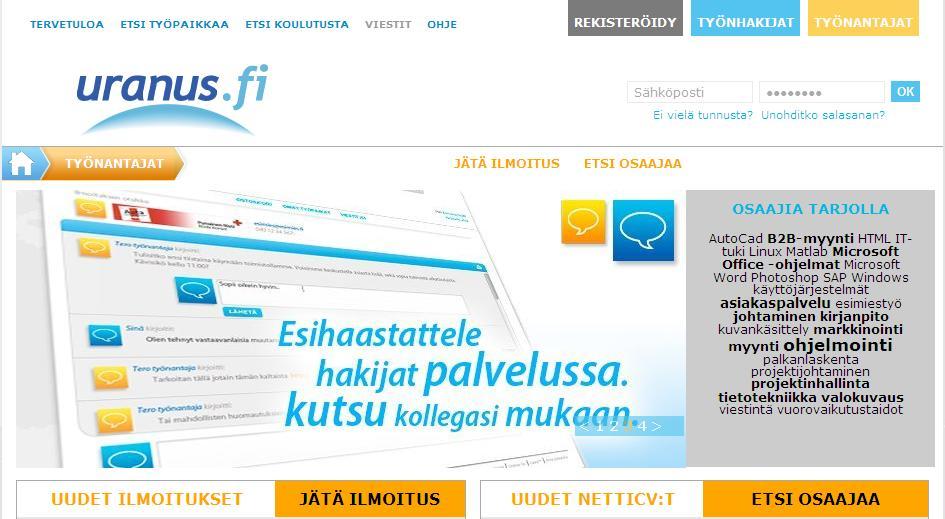Uranus Oy on sähköisen rekrytoinnin suunnannäyttäjä uranvaihtajien ja rekrytoijien kohtaamisen, kansainvälisen