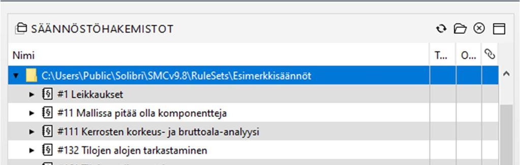 42 Kuva 20 Solibri Model Checkerin esimerkkisääntöjä Työkalun sääntöjen sisältö luodaan