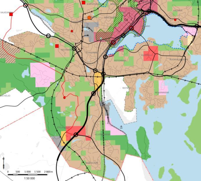 FCG SUUNNITTELU JA TEKNIIKKA OY Loppuraportti 7 (33) Kuva 4: Ote Jyväskylän kaupungin yleiskaavan kartoista 1/7 Yhdyskuntarakenteen ohjaus, pääkartta ja 6/7 Täydennysrakentaminen ja kestävä