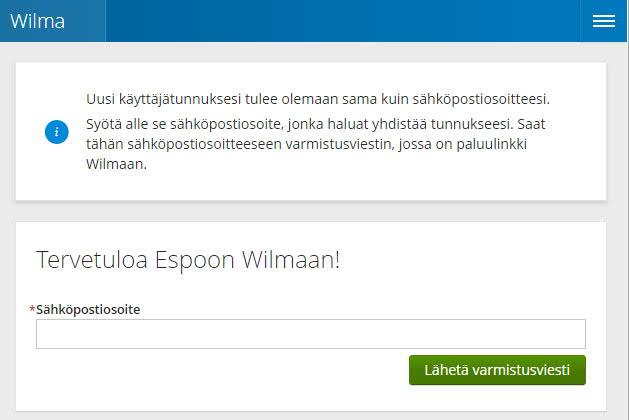 HUOLTAJAN OHJE 2 (17) 1. Wilma-tunnuksen luominen, jos huoltajalla ei ennestään ole Wilmatunnusta Espoon Wilmaan Siirry internetselaimella osoitteeseen https://wilma.espoo.fi/connect.