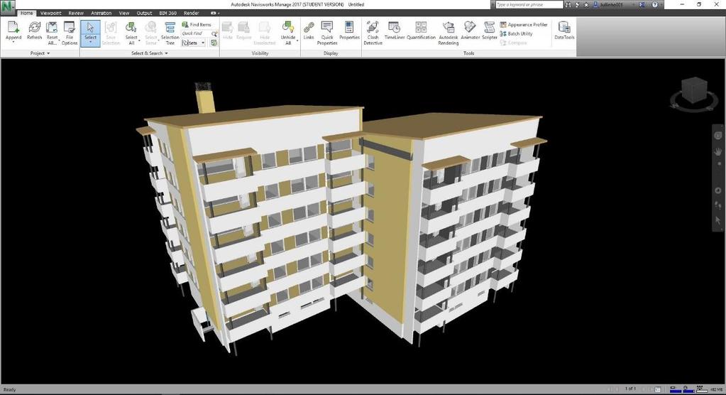 25 (59) 3.7.3 Autodesk Navisworks Autodesk Navisworks Manage ohjelmalla tehdään mallintarkastelua ja raportointia eri suunnittelualojen tietomalleista.