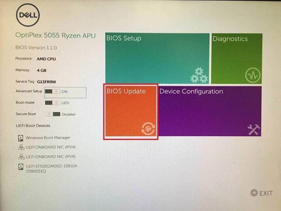 BIOS:in päivittäminen F12-kertakäynnistysvalikosta Voit päivittää BIOS-järjestelmän FAT32 USB -muistitikulle kopioidun BIOS update.