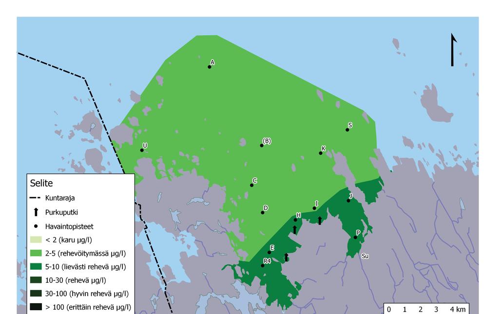 15 Kuva 8. Rehevöitymisluokitus Kokkolan edustan merialueella avovesiaikaan 2013 (n = 6). Repskär B/ ELY = 4,5 μg/l (aineisto: Etelä-Pohjanmaan ELY-keskus 2013).