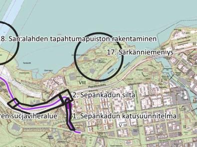 Tilaajan tavoitteet osan 2 raitiotiejärjestelmälle kaduittain Raitiotieallianssin toimitussisältö X Pirkankatu Päätepysäkkitoiminnan edellyttämät vaihde- ja raidejärjestelyt Sepänkadun liittymän