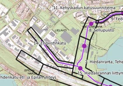 Tilaajan tavoitteet osan 2 raitiotiejärjestelmälle kaduittain Raitiotieallianssin toimitussisältö Lielahden haara, Enqvistinkatu Raitiotie erotettu muusta liikenteestä omalle uralle.