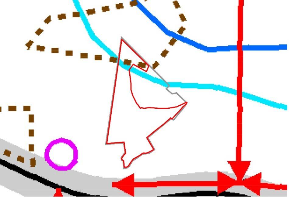 Idässä Hollolan ja Lahden kunnanrajan ja Kukonkankaan alueiden välillä on varayhteystarve vesirunkolinjalle (punainen nuoli). Hollolan strateginen yleiskaava KARTTA / Vesitalous (hyv.