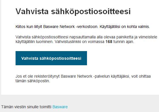 Palvelu lähettää sähköpostiviestin Klikkaa