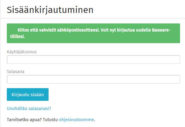 Käyttäjätunnus näkyy valmiina (=