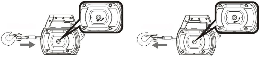 Speed trigger: POWER IN POWER OUT The drill/driver s speed trigger controls the power and speed of the power-in and power-out operation. To turn the winch ON, depress the drill trigger.