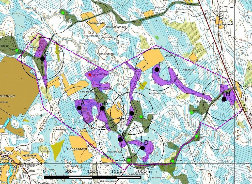 5 2. Inventoinnin lähtökohdat ja menetelmät Vetelin Ristinevan alueelle on suunniteltu 8 tuulivoimalaa. Alue sijaitsee Vetelin Haukilahden kylän koillispuolella Laurinnevan ja valtatien no.