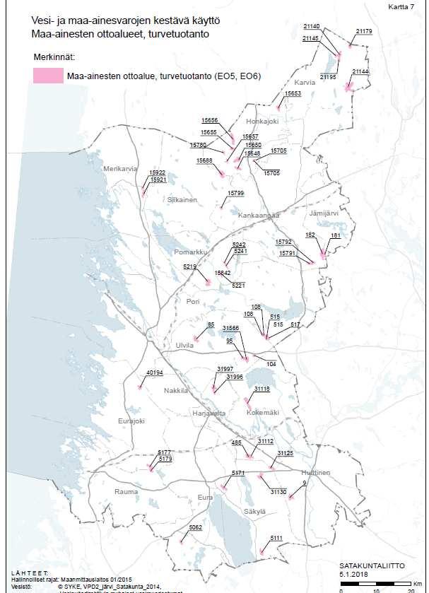 SATVMK2, ehdotus 2 Muutosehdotukset (poistot, rajaustarkistukset ja muutos) Poistoehdotukset P Perusteena merkittäväksi arvioidut vaikutukset Natura 2000 -verkostoon / Karvianjoen kosket.