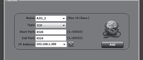 2.168.1.200 Tyyppi : TCP Aloita Port : 80 end Port : 80 c