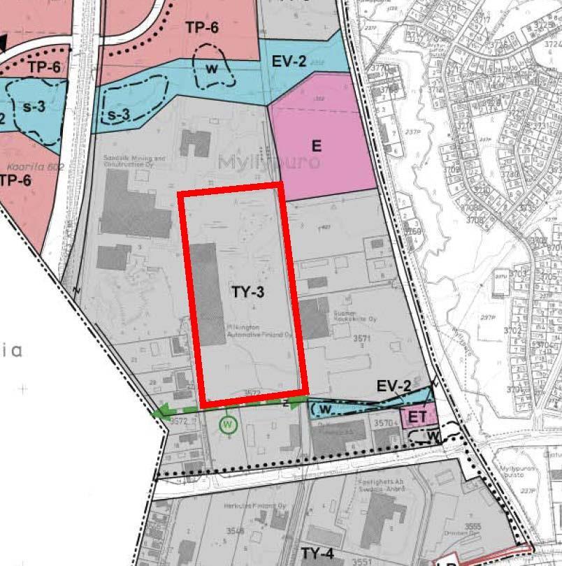 2009), jonka mukaan alue on teollisuusaluetta, jolla ympäristö asettaa toiminnan laadulle erityisiä vaatimuksia (TY-3).