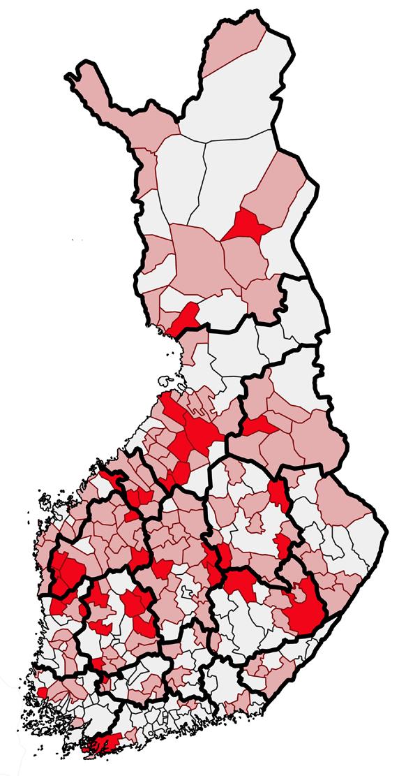 VALTIOVARAINMINISTERIÖN JULKAISUJA 2019:30 Tuloveroprosentit (2018) Yli 22 % 21 21,99 % Kuvio 13.