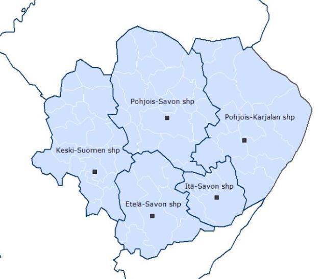 KYS-ervan palliatiivisen hoidon ja saattohoidon palvelut KYS erva 813 093 asukasta Pohjois-Savon shp 246 653 asukasta, 18 kuntaa Keski-Suomen shp 252 902 asukasta, 21 kuntaa Siun sote