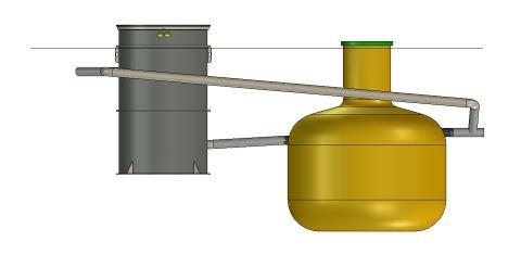 Ohje 5 Yhdistäminen sakosäiliöön Kaato vähintään 20 mm 1 metrin matkalla Maan pinta Lietteen palautus 110 mm putkella.