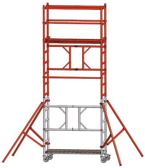 Asennusteline, jatko-osat Folding scaffold unit, continuation parts Kuormitus Kuormitusluokka 2 (SFS EN 1004) Pintakuorma 1,5 kn/m 2 Pistekuorma 1,0 kn Loads Load rating class 2 (EN 1004) Uniformly