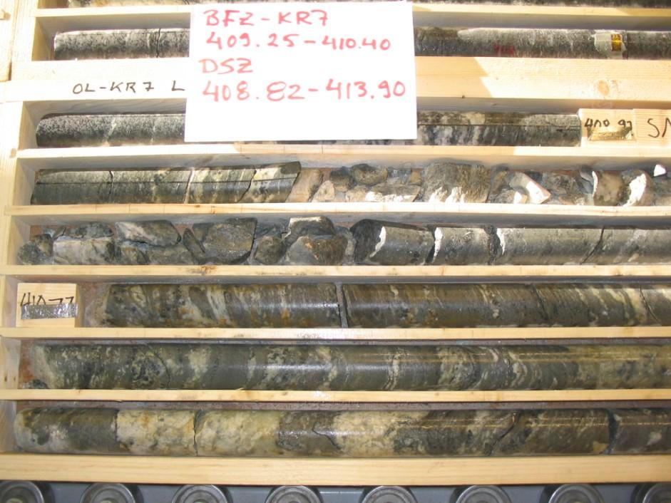 57 Figure 7-7. BFI Example 3: BFI within a veined migmatite which contains much graphite, thus accounting for the localization in this lithology.