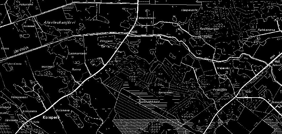 Kuva 14. Ruonannevan tutkimuslinjasto 10. Luoteneva Luoteneva (kl. 2431 06) sijaitsee noin 6 km Alavieskan keskustasta koilliseen. Suo on moreenipeitteisten kalliomäkien ympäröimä.