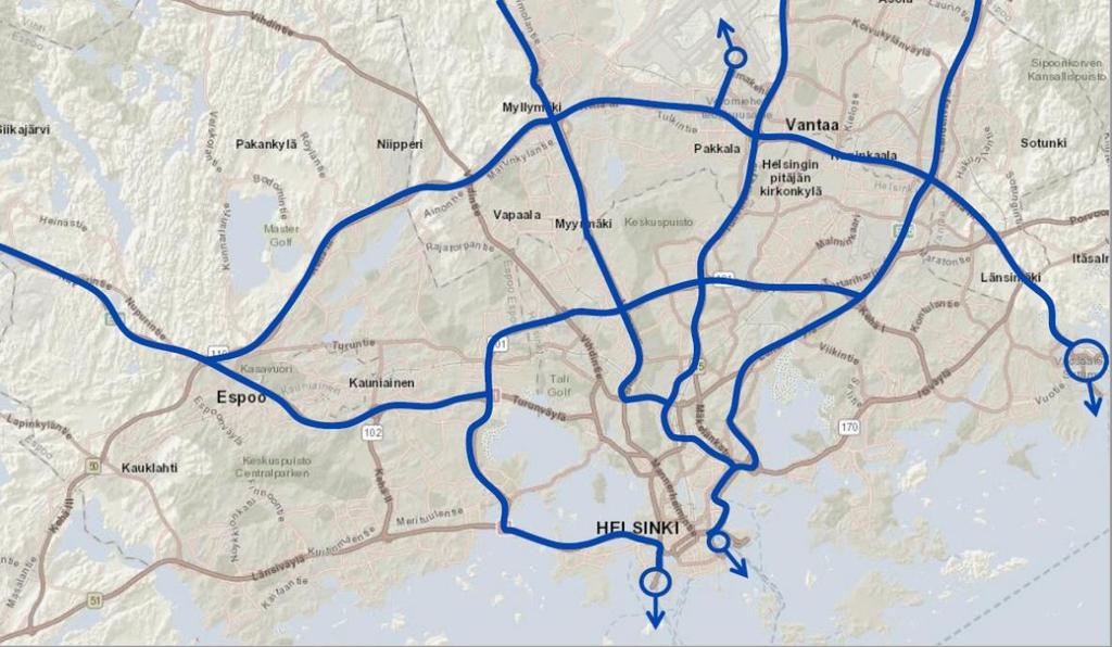 Kuva 15. Keskeisimmät pitkämatkaisen linja-autoliikenteen reitit ja vaihtoyhteydet (Liikennevirasto 2018). Kuva 16.