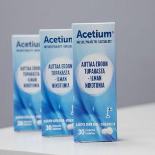 Vuosi Uudet tuotteet ja patentit Käynnistimme Acetium Lanseerasimme syyskuussa Acetium imesimeskelytabletin lanseerauksen laajasti kelytabletin Suomessa. Acetium imeskelytabletti eri jakelukanavissa.