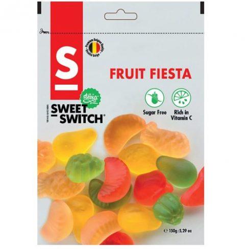 SWEET-SWITCH HEDELMÄKARKKI (FRUIT FIESTA) Makeutusaineella (stevioliglykosidi) makeutetut, gluteenittomat ja sokerittomat pehmeät Sweet-Switchin hedelmäkarkit.