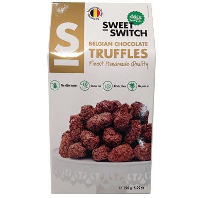 SWEET-SWITCH SLAATRYFFELI Sweet-Switchin gluteenittomat ja sokeroimattomat, makeutusaineella (stevioliglykosidi) makeutetut nougattäytteiset maitosuklaakonvehdit.