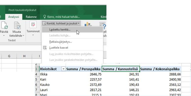 Käsin järjestäminen hiiren oikealla tai hiirellä