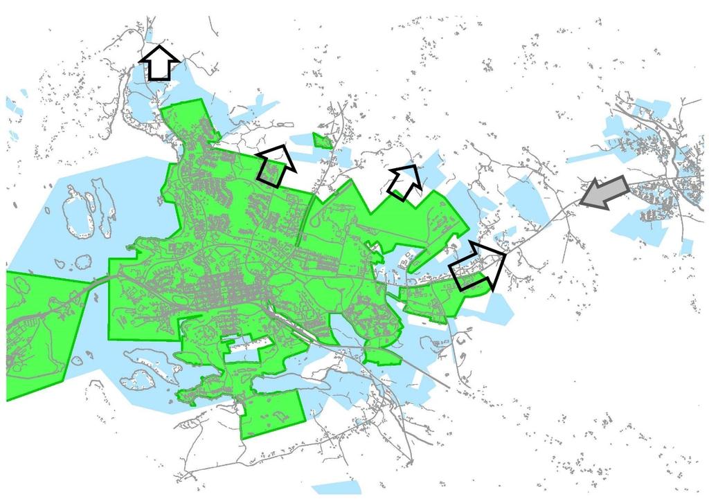 Uudenkaupungin keskustan ja Kalannin välinen alue, joka on maakuntakaavassa osoitettu yhdyskuntarakenteen laajentumisen selvitysalueeksi, on pidemmän aikavälin maanhankinnan kohdealue.