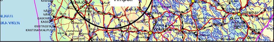 Nearest limestone mines are Vimpeli and Paltamo (black dots).