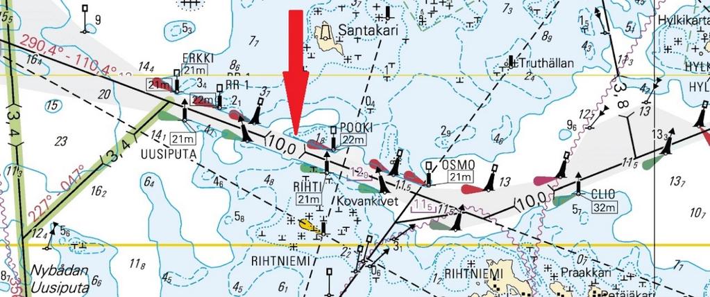 2.1.3 Ground touching Halfway through the pilotage, after passing the red lateral buoy Osmo at the northern edge of the channel, a very narrow part of the channel began.
