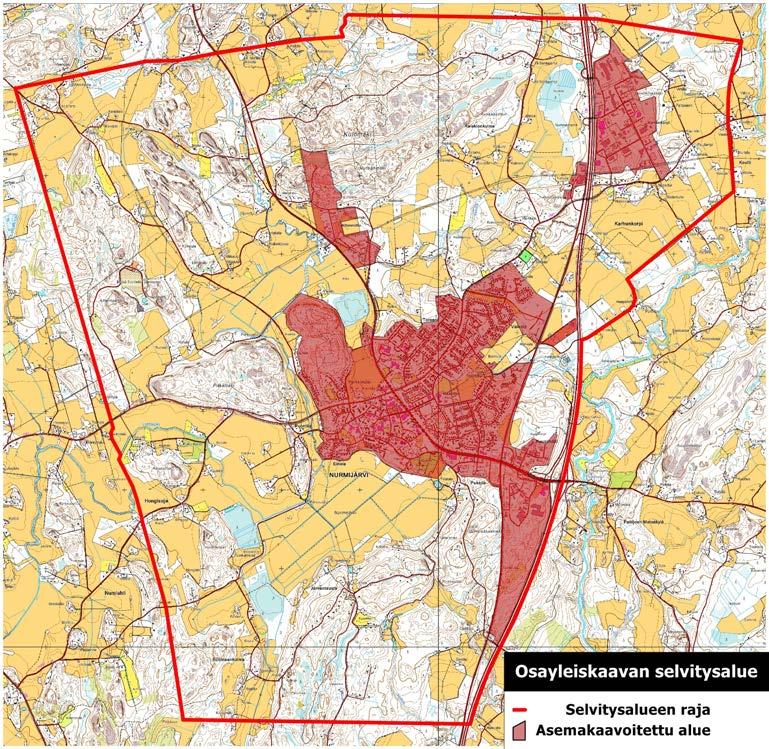 Selvitysalue ulottuu pohjoisessa Kulomäelle ja etelässä Suontaankulmaan. Alueen keskellä sijaitsee Nurmijärven keskusta.