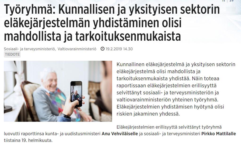 Eläkejärjestelmien yhdistämistä