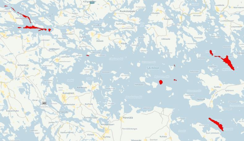 Kyselyesimerkkejä (WFS) Missä sisävesillä on alueita, joilla veden syvyys on yli 20 m? Kysely: https://julkinen.liikennevirasto.fi/inspirepalvelu/wfs?