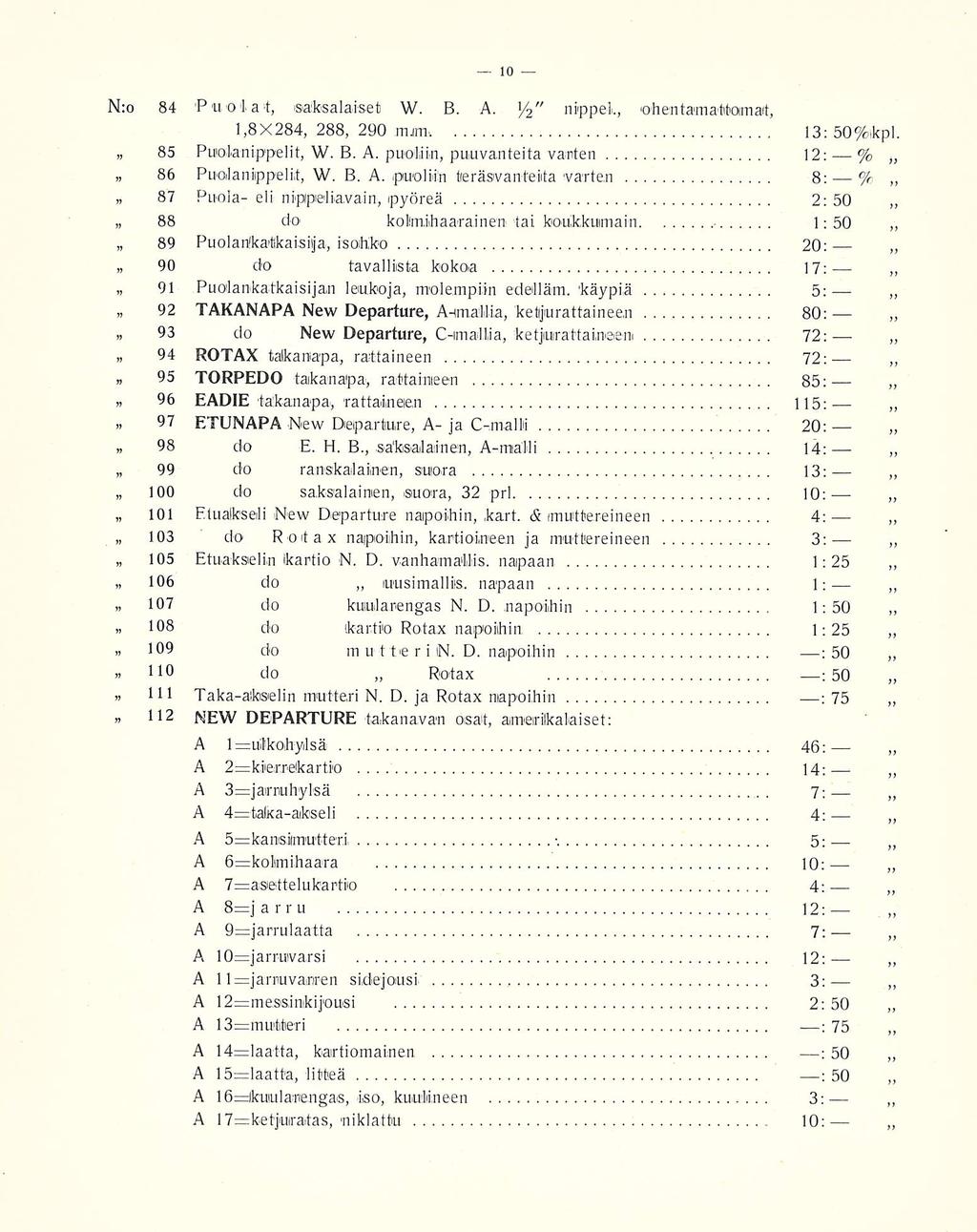 10 N:o 84 Puol a t, saksalaiset W. B. A.