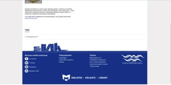 Verkkosivut uudistuivat Kirjaston uusia verkkosivuja alettiin suunnitella kesällä 2017 ja marraskuussa uudet sivut julkistettiin.