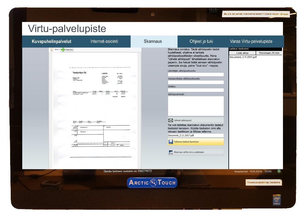 Liitteiden lisääminen sähköisiin hakemuksiin (/4) Virtu-palvelupisteellä voi skannata paperin eli muuttaa se sähköiseksi.