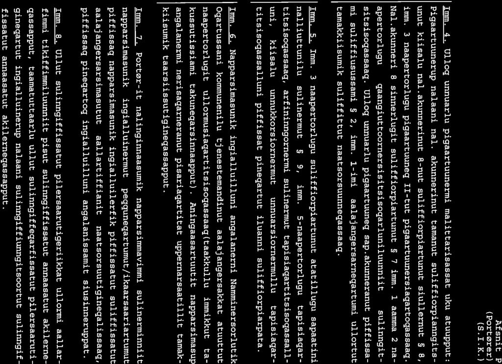 (S.I.K.) Imm. 4. Ullog unnuarlu pigaartuunermi malittarisassat uku atuupput: Pigaartuunerup nalaani nal. akunnerinut tamanut suliffiorpianngits unut kiisalu nal.