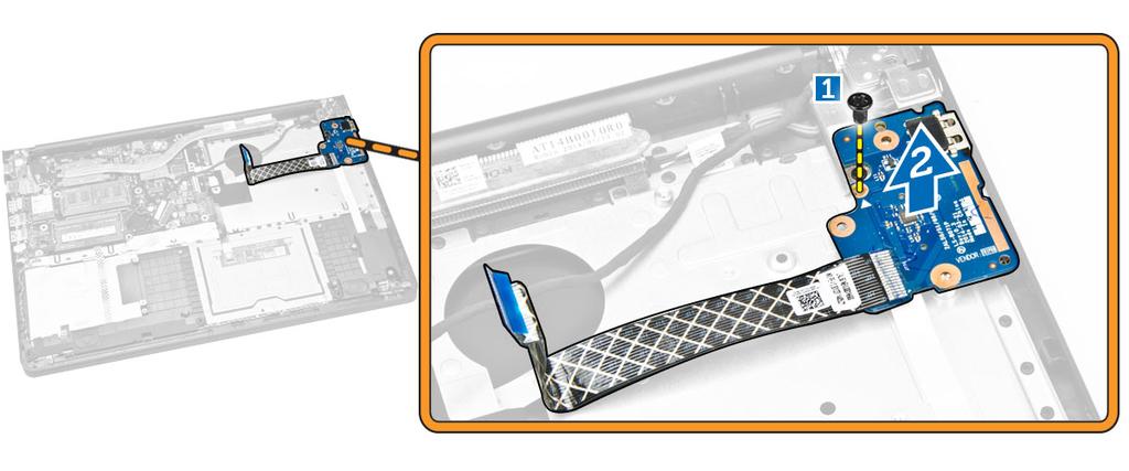 I/O-kortin asentaminen 1. Aseta I/O-kortti tietokoneeseen. 2. Kiristä ruuvi, jolla I/O-kortti kiinnittyy tietokoneeseen. 3. Asenna seuraavat: a. Rungon kehys b. Näppäimistö c. Järjestelmän tuuletin d.