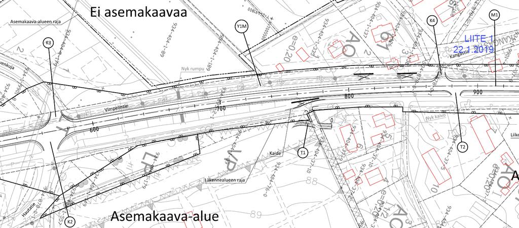 VIMPELIN KUNTA KESKUSTAN ASEMAKAAVAN MUUTOS, KANTATIEN 68 YLEISEN TIEN ALUE JA OSAKORTTELI 58 9 Pohjakartta Kaavoituksen pohjakartta on ajantasainen.