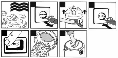 Slip the non-woven bag onto the suction mouth for dry vacuum cleaning. 6c. Pull the supplied HEPA filter over the filter basket for dry vacuum cleaning. 7. Put the top cover on the tank. 8.