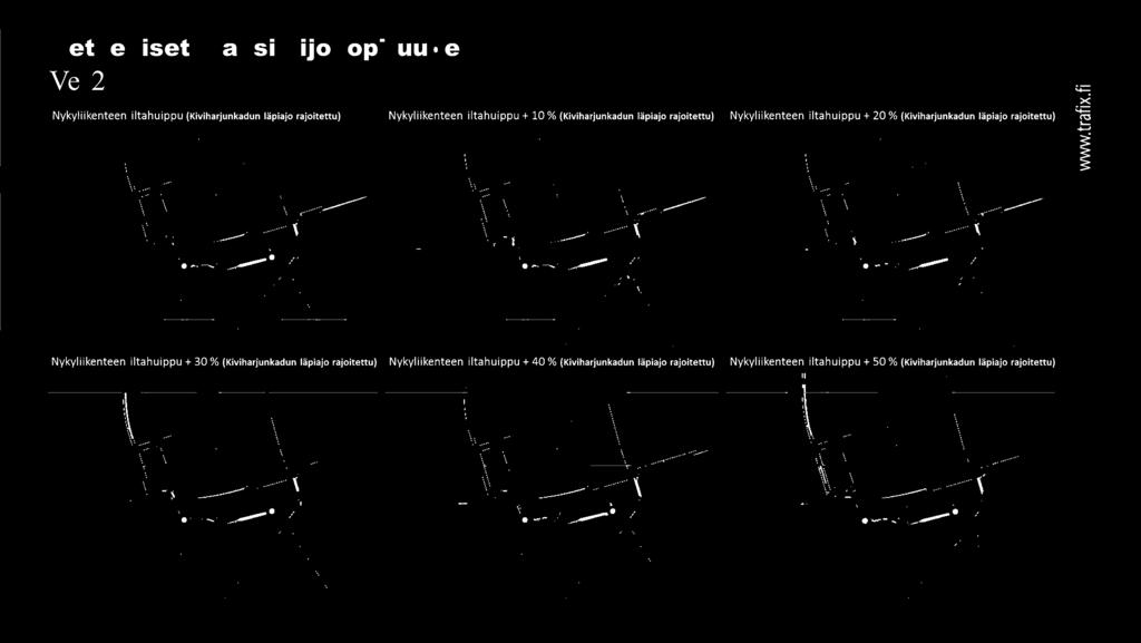 (Kiviharjunkadun läpiajo rajoitettu) Nykyliikenteen iltahuippu + 30 % (Kiviharjunkadun läpiajo rajoitettu)