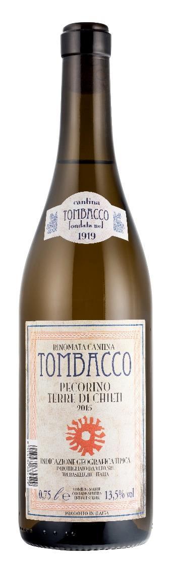 21 Pecorino IGT Terre di Chieti Vuosikerta; 2016 Alue; Abruzzo Rypäle; paikallinen Pecorino Alkoholi; 13,5 % Väri; Kirkas, keltainen sävy Tuoksu; intensiivinen, eksoottiista hedelmää ja pehmeitä