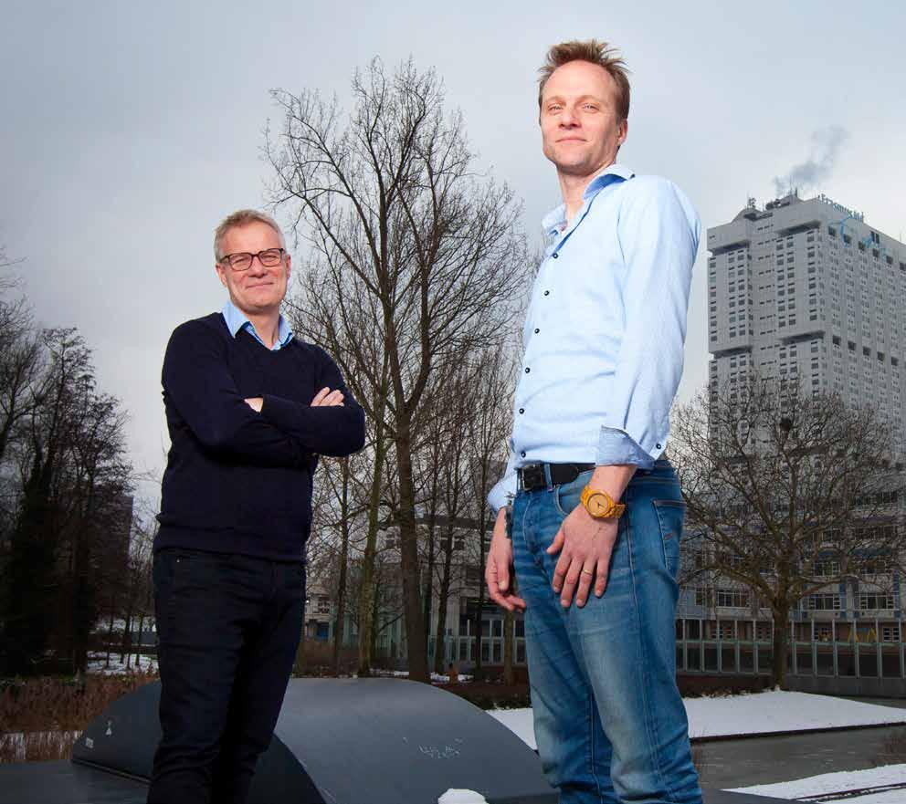 Dubbelinterview Erasmus MC en Woonstad Rotterdam Dubbelinterview Foto: Joris Den Blaauwen Woonstad Rotterdam geeft onderdak aan de toiletpotten van het Erasmus MC Kijk je naar de Rotterdamse skyline,