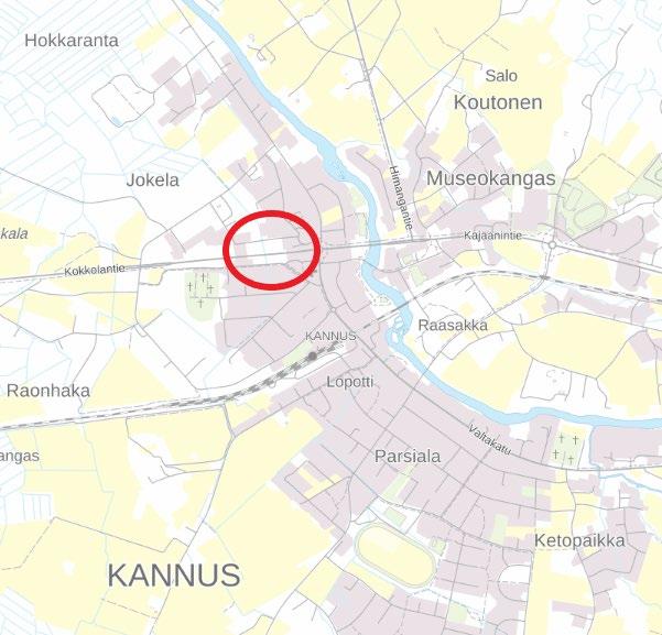 1.3 ALUEEN SIJAINTI JA VAIKUTUSALUE Suunnittelualue on kooltaan n. 1,1 ha ja se sijaitsee kaupungin ydinkeskustassa valtatie 28 pohjoispuolella.